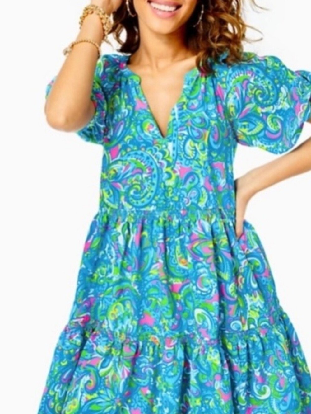 Lilly Pulitzer Shannon Tiered Swing Dress Seabreeze Blue >NWOT